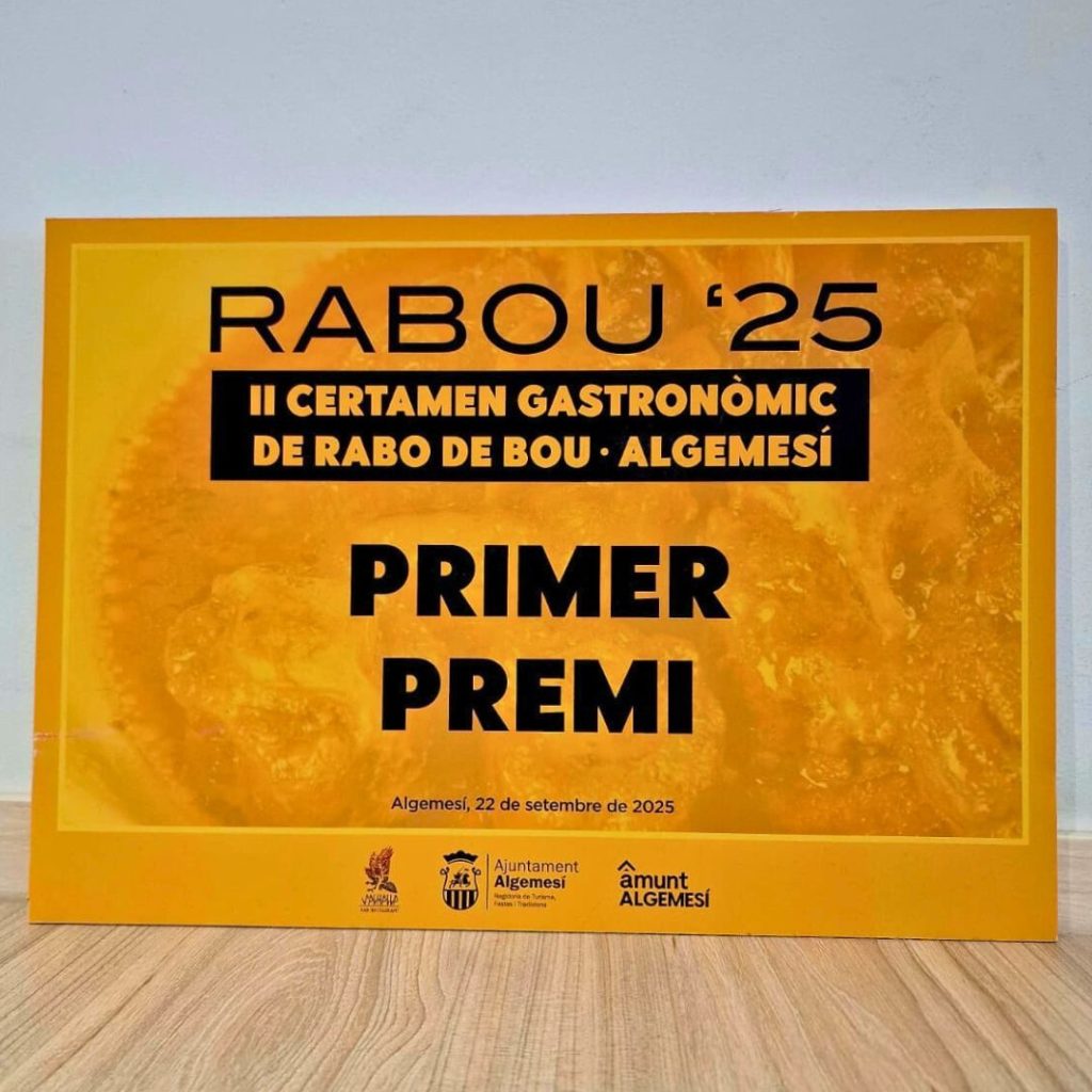 Primer premio El Mosaic en el Certamen Gastronòmic de Rabo de Bou 2025.